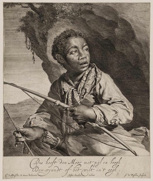 A young man with a bow and arrow.