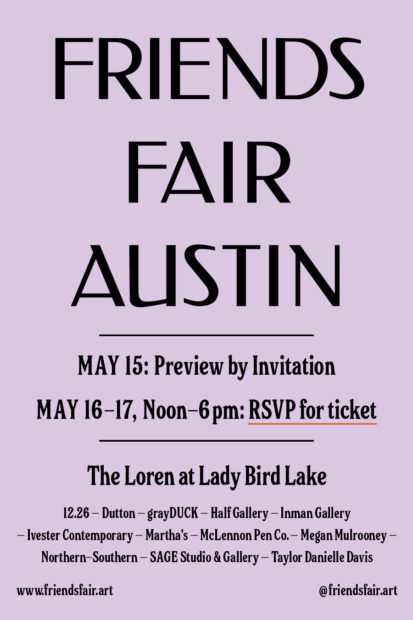 A designed flyer promoting the inaugural Friends Fair in Austin.