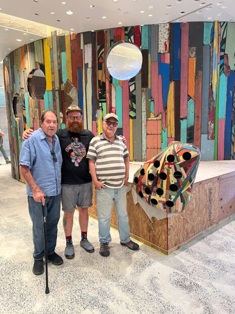 A photograph of artists Mike Hollis, Patrick Renner, and Ibsen Espada.